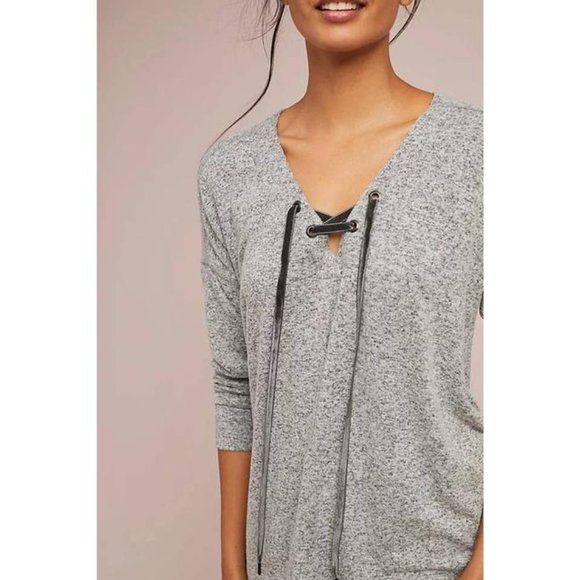 Rails Leigh V-Neck Velvet-Ties Long-Sleeve Heathered Top - Picture 5 of 5